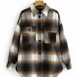 Levency Plaid Button Pockets Coat