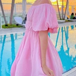 Levency New In Off Shoulder Puff Sleeve Mini Dress