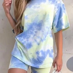 Levency New In Tie Dye Short Sleeve T Shirt Short Set