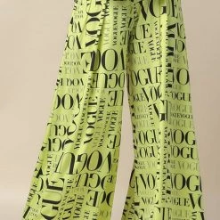 Levency New In College Print High Waist Wide Leg Pants