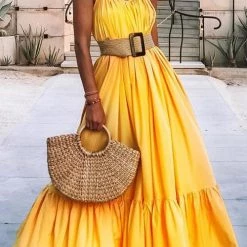 Levency New In Ruffles Hem Slip Maxi Dress