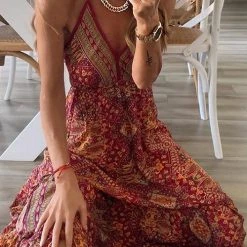 Levency New In Boho Print Slip Maxi Dress