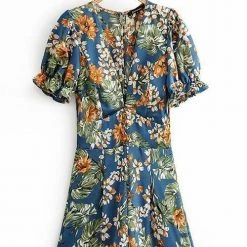 Levency New In Flower Print Deep V Neck Backless Romper