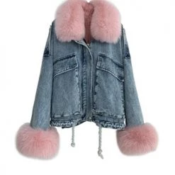 Levency Detachable Fuzzy Faux Fur Collar Denim Coat New In 76 Levency Detachable Fuzzy Faux Fur Collar Denim Coat New In