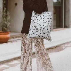 Levency Sequin Wide Flare Pants New In