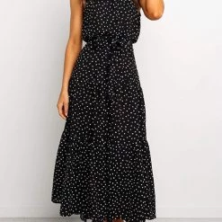 Levency New In Print Belted Sleevelss Maxi Dress