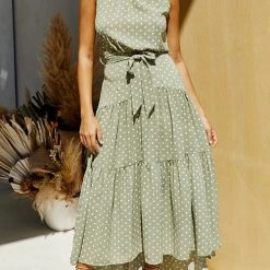 Levency New In Print Belted Sleevelss Maxi Dress