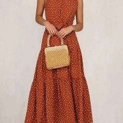 Levency New In Print Belted Sleevelss Maxi Dress