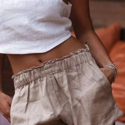 Levency New In Solid High Waist Pockets Shorts