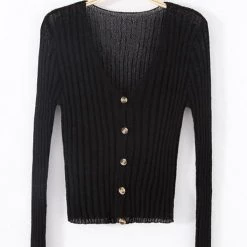 Levency Button Long Sleeve Crop Cardigan New In