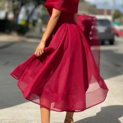 Levency Strapless High Waist Prom Dress