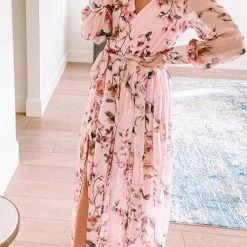 Levency Button Puff Sleeve Belted Maxi Dress New In