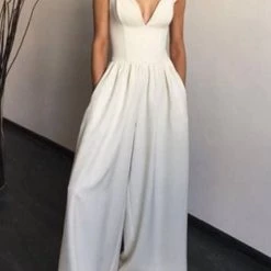 Levency New In V Neck Tank Wide Leg Jumpsuits