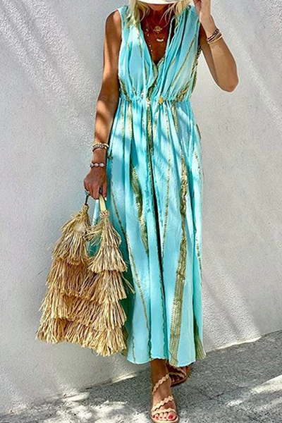 Levency Striped Draw String Frenulum A Line Dresses New In 1 Levency Striped Draw String Frenulum A Line Dresses New In