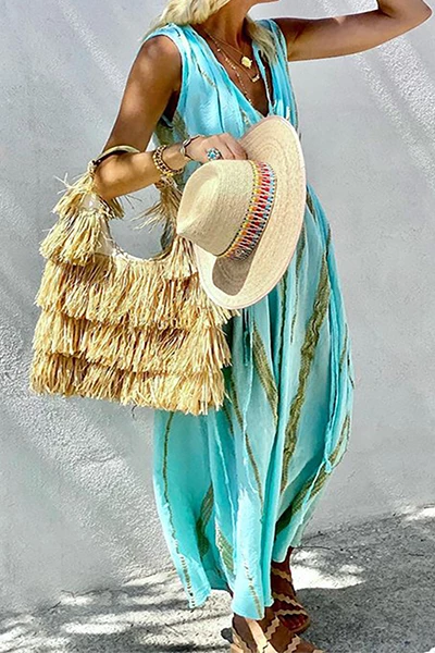 Levency Striped Draw String Frenulum A Line Dresses New In 3 Levency Striped Draw String Frenulum A Line Dresses New In