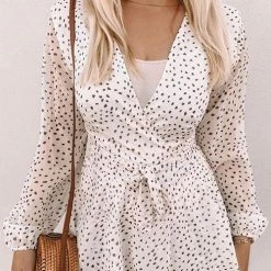 Levency Print V Neck Long Sleeve Romper New In