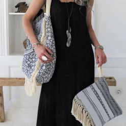 Levency Lace Hem Spaghetti Strap Maxi Dresses