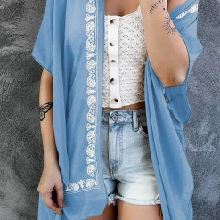 Levency New In Retro Floral Pattern Kimono