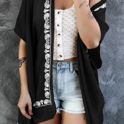 Levency New In Retro Floral Pattern Kimono