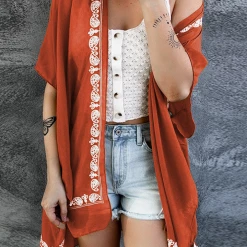 Levency New In Retro Floral Pattern Kimono