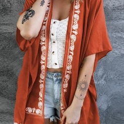 Levency New In Retro Floral Pattern Kimono