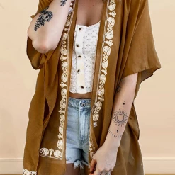 Levency New In Retro Floral Pattern Kimono