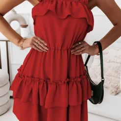 Levency New In Ruffles Off The Shoulder Cake Skirt Dresses