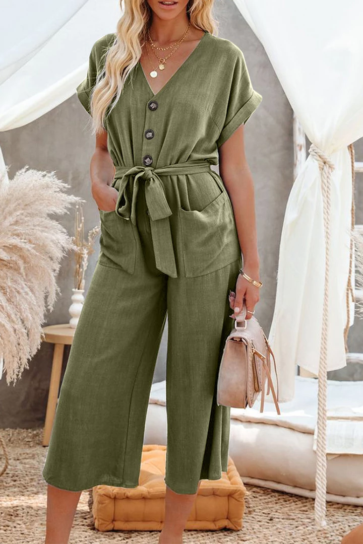 Levency Solid Belted Button Pockets Jumpsuit New In 9 Levency Solid Belted Button Pockets Jumpsuit New In