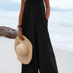 Levency Adjustable Straps Pockets Wide Leg Jumpsuits New In