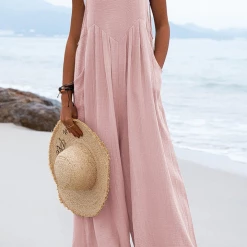 Levency Adjustable Straps Pockets Wide Leg Jumpsuits New In