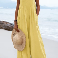 Levency Adjustable Straps Pockets Wide Leg Jumpsuits New In