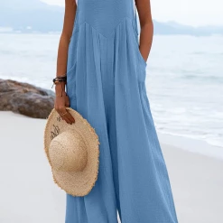 Levency Adjustable Straps Pockets Wide Leg Jumpsuits New In