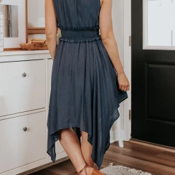 Levency New In Fairy Lights Sharkbite Navy Dress