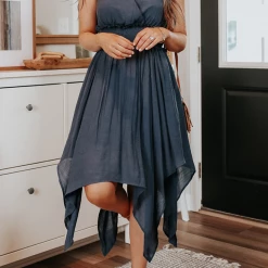 Levency New In Fairy Lights Sharkbite Navy Dress