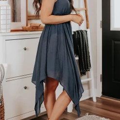 Levency New In Fairy Lights Sharkbite Navy Dress