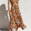 Levency Floral Print Ruffle Hem Slip Dress