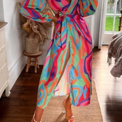 Levency New In Ambilight Stripe Wrap Maxi Dress