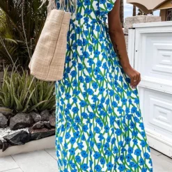 Levency Print Square Neck Maxi Dress New In