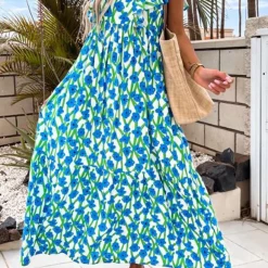 Levency Print Square Neck Maxi Dress New In