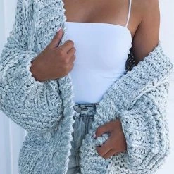 Levency New In Puff Sleeve Loose Cardigan