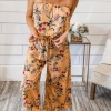 Levency Floral Strapless Wide Leg Jumpsuits New In