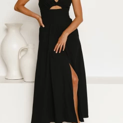 Levency Cut Out Backless V Neck Maxi Dress