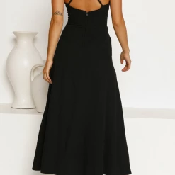 Levency Cut Out Backless V Neck Maxi Dress