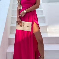 Levency Satin Slit Slip Maxi Dress