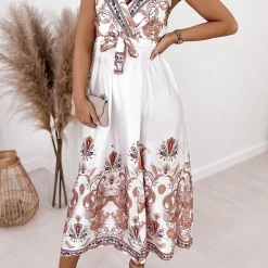 Levency New In Paisley Print V Neck Slip Maxi Dress