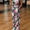 Levency Print Strapless Pockets Maxi Dress New In