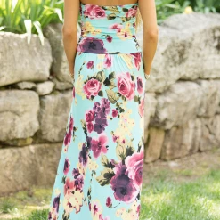 Levency Print Strapless Pockets Maxi Dress New In