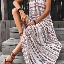 Levency New In Print Halter Neck Maxi Dress