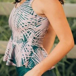 Levency Leaf Peplum Swimwear Set