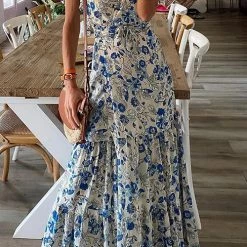 Levency New In Floral Print Ruffles Maxi Wrap Dress